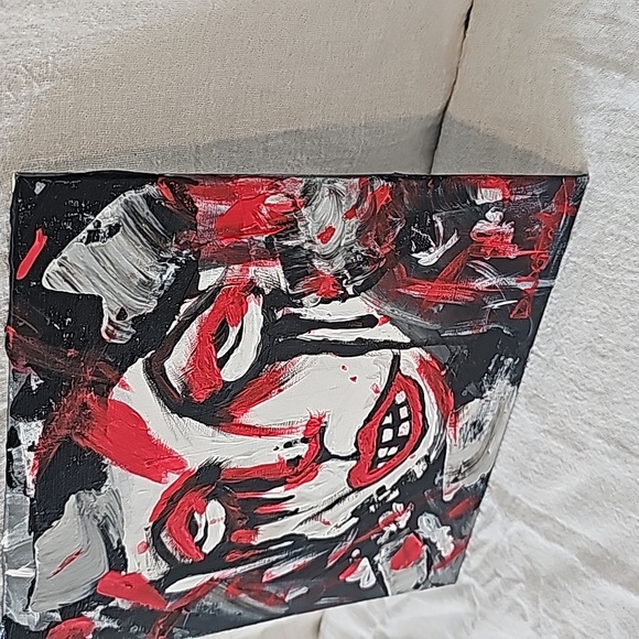 Horror Crying girl on panel board  8X8 Handmade by myself - Picture 3 of 5